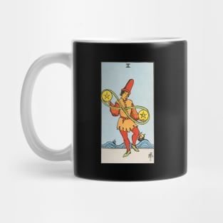 Two of pentacles tarot card Mug